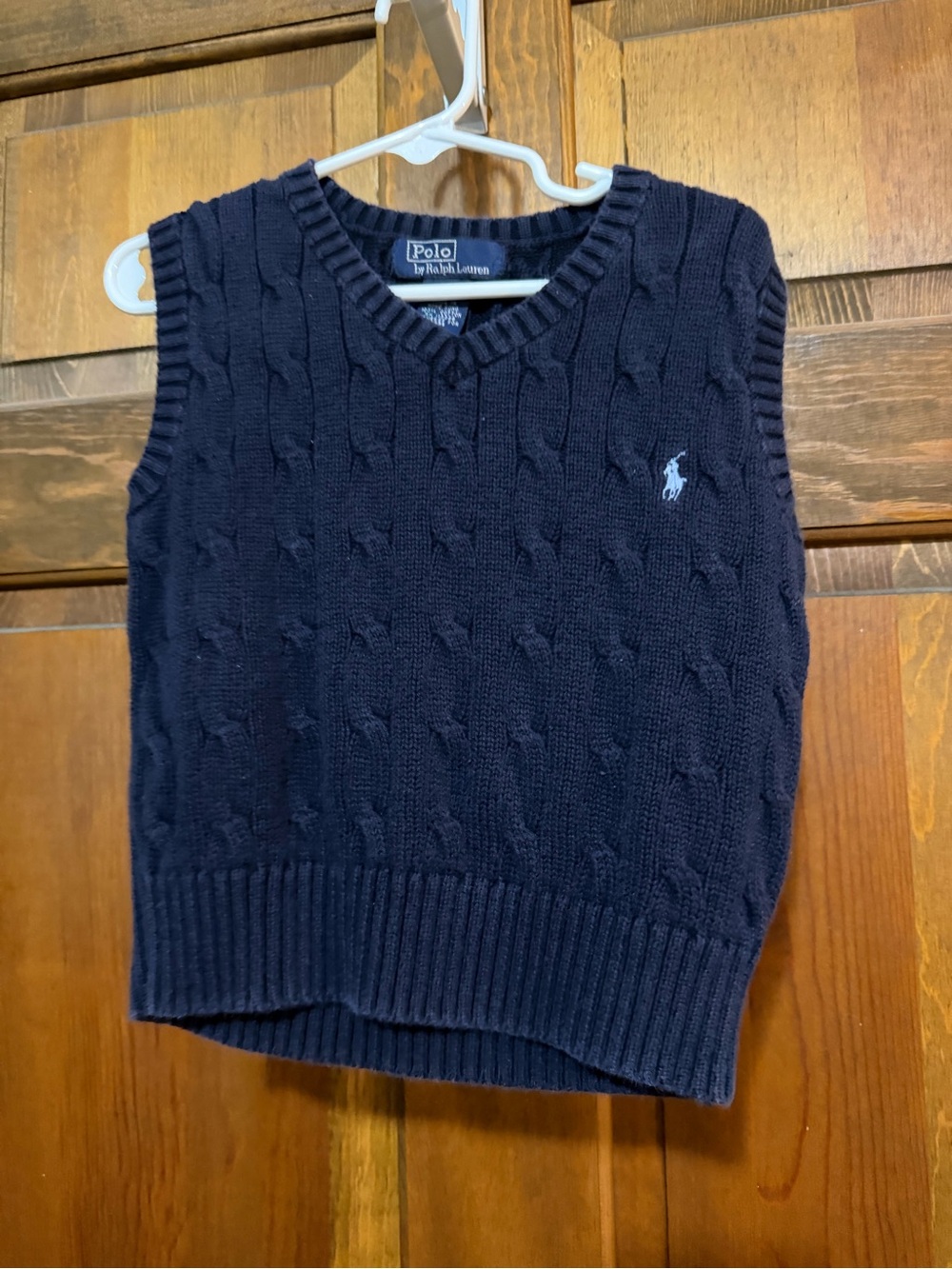 Ralph Lauren Navy Cable-Knit V-Neck Sweater Vest